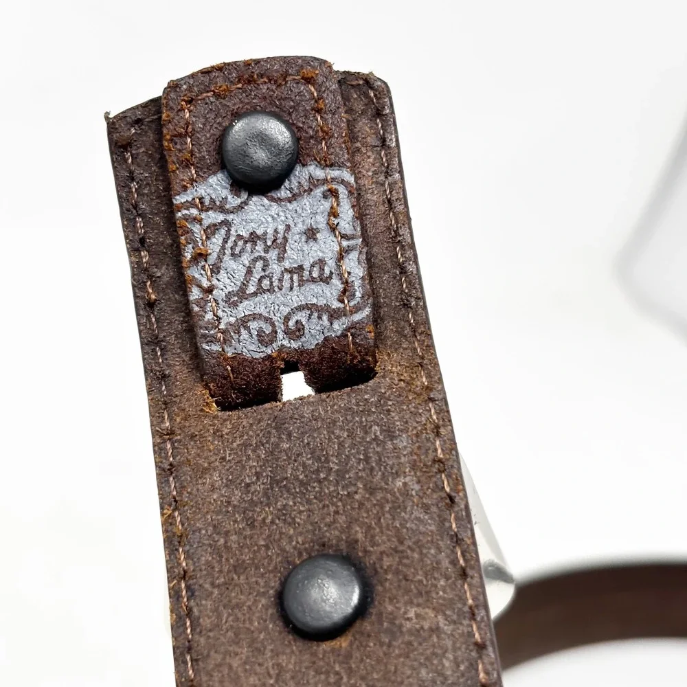 1997 Tony Lama Horsehair Braided Western Leather Ranger Belt Size 40 Silver Tone